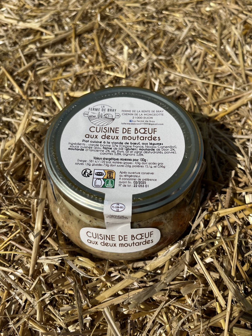 Cuisiné de bœuf aux deux moutardes 500 g La Ferme De Bray Locavor fr