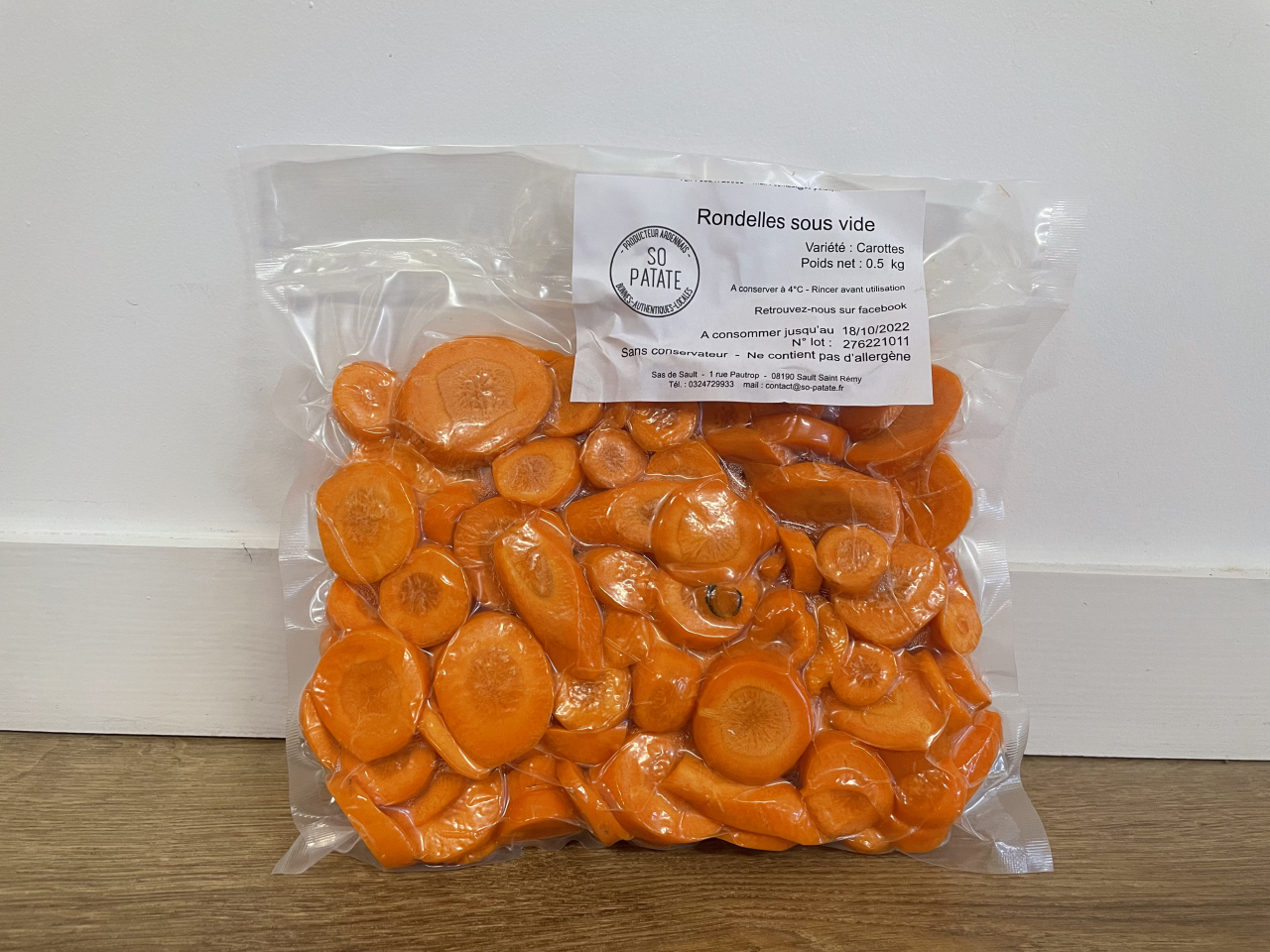 Carottes En Rondelles Sous Vide 0 5kg 500 G So Patate Locavor Fr