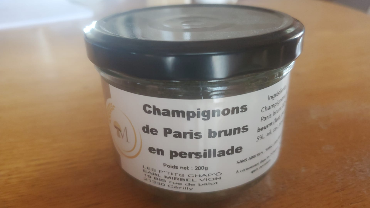 Champignons de paris bruns en persillade 200 g Les P tits Chap ô