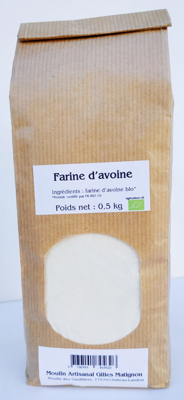 Farine d'avoine bio - 500 g - Moulin Artisanal Gilles Matignon
