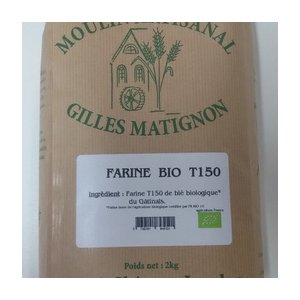 Farine de blé bio t150 conditionnée par 5 kg
