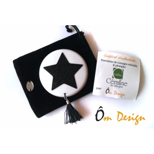 Miroir de poche en porcelaine de limoges et plexiglas