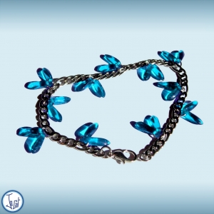 Bracelet azur taille 2, en acier inoxydable maille figaro