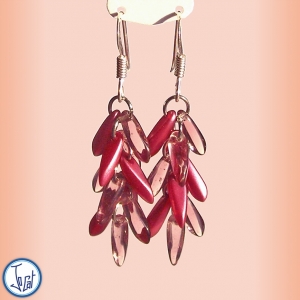 Boucles d'oreilles lilas et framboise, courtes en acier chirurgical