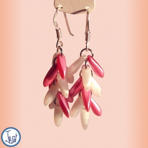 Boucles d'oreilles neige et rose bonbon, courtes en acier chirurgical