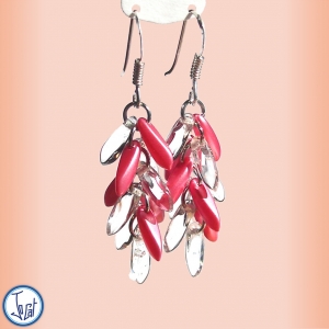 Boucles d'oreilles givre et rose bonbon, courtes en acier chirurgical