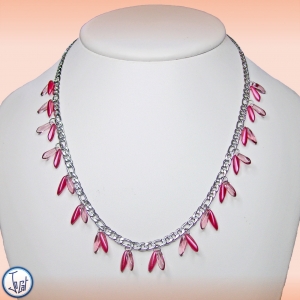 Collier acier inoxydable, couleur lilas et framboise