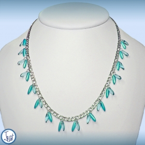 Collier bleu glace et bleu céleste, en acier inoxydable