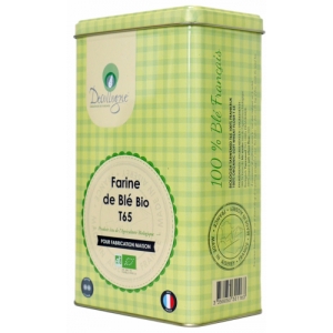 Farine de blé bio t65_1 kg en sachet kraft et boîte métallique