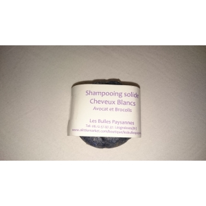 Shampooing solide spécial cheveux blancs  huiles bio avocat brocolis