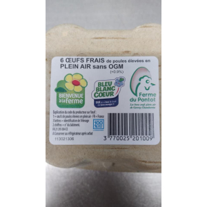 6 oeufs plein air bleu-blanc-coeur  m 53/60 g