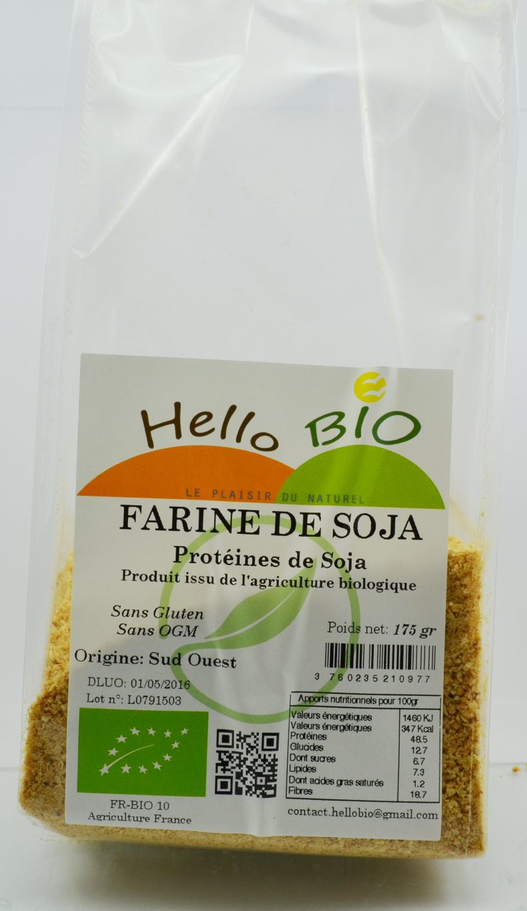 Farine de soja 0/2 mm - 175g - 175 g - Hellobio 