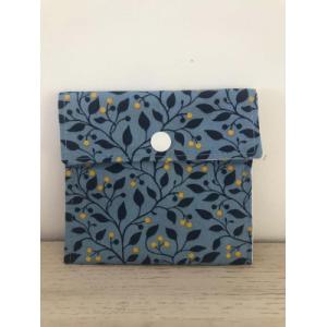 Pochette à savon/disques 'bleu/jaune fleurie'