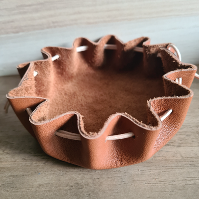 Vide-poche en cuir marron/naturel