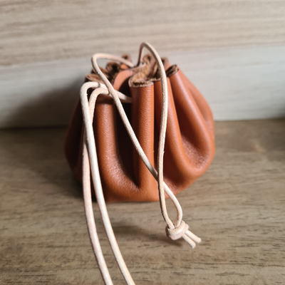Bourse en cuir marron/naturel
