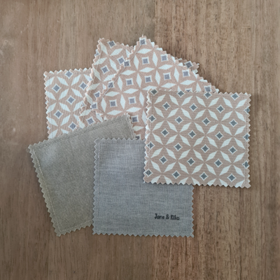 Lot de 6 sous-verre gris et beige