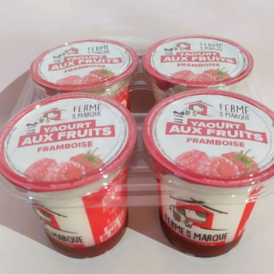 Yaourt brassé sur lit de fruits x 4 framboise