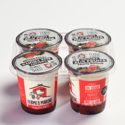 Yaourt brassé sur lit de fruits x 4 fruits rouges