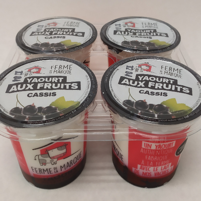 Yaourt brassé sur lit de fruits x 4 cassis