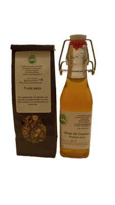 Sirop de coucou + mélange fruits secs