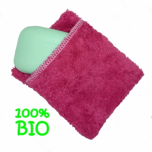 Moussette pour le savon en éponge prune 100%coton bio