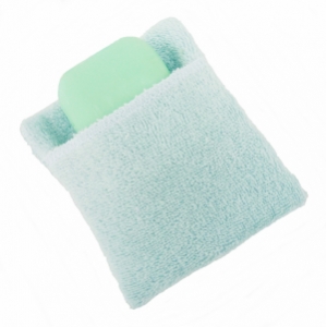 Moussette pour le savon en éponge bleu pastel  100%coton bio