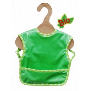 Bavoir bébé bio pull vert biais vert  imperméable  et éponge 100% bio