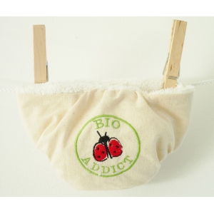 Couche lavable te1 brodée 'bio addict' en 100% coton bio pour prématuré 