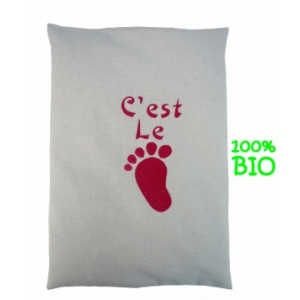 Bouillotte sèche au riz 100% bio ' c'est le pied ' rouge 