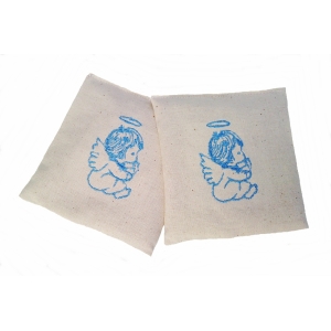 Lot 2 bouillottes sèche  bio 10cm/10cm ' ange bleu '