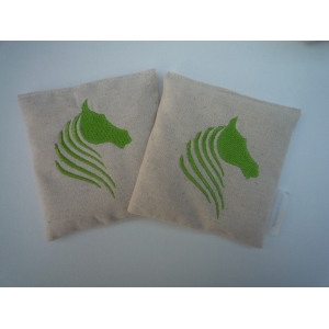 Lot 2 bouillottes sèche  bio 10cm/10cm ' cheval vert '