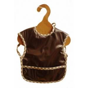 Bavoir bébé bio pull marron biais vichy taupe imperméable éponge coton bio 