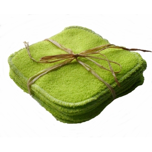 Lot de 10 lingettes lavable verte   en coton bio 15 cm