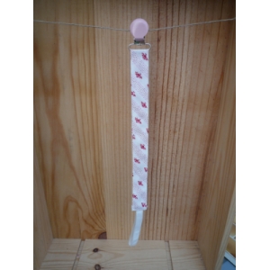 Attache sucette bio   fleurs rose   