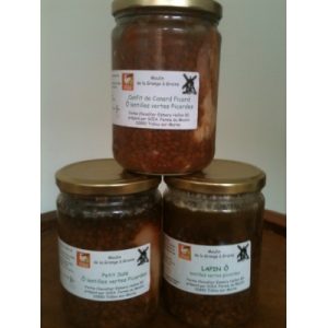 Assortiment trio petit salé lapin et canard ô lentilles picardes