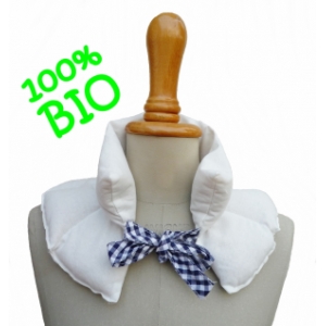 Bouillotte tour de cou biais vichy bleu