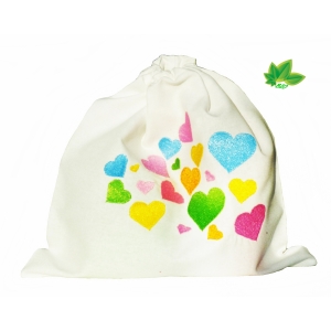 Sac plus coussins sensoriels en coton bio d’inspiration montessori 'cœurs' 
