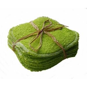 Lot de 10 lingettes lavable  en coton bio  verte 10 cm  
