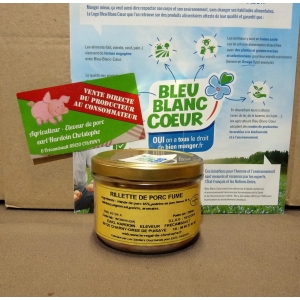 Rillette de porc fumé 200gr bleu-blanc-coeur