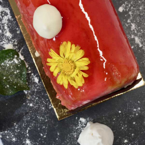 Bûche caramel / framboise - 6 pers
