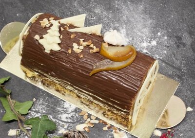 Bûche chocolat et poire pour 8 personnes