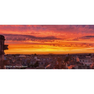 Carte postale alençon, coucher de soleil