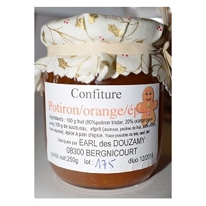 Confiture potiron tristar*,orange et épices