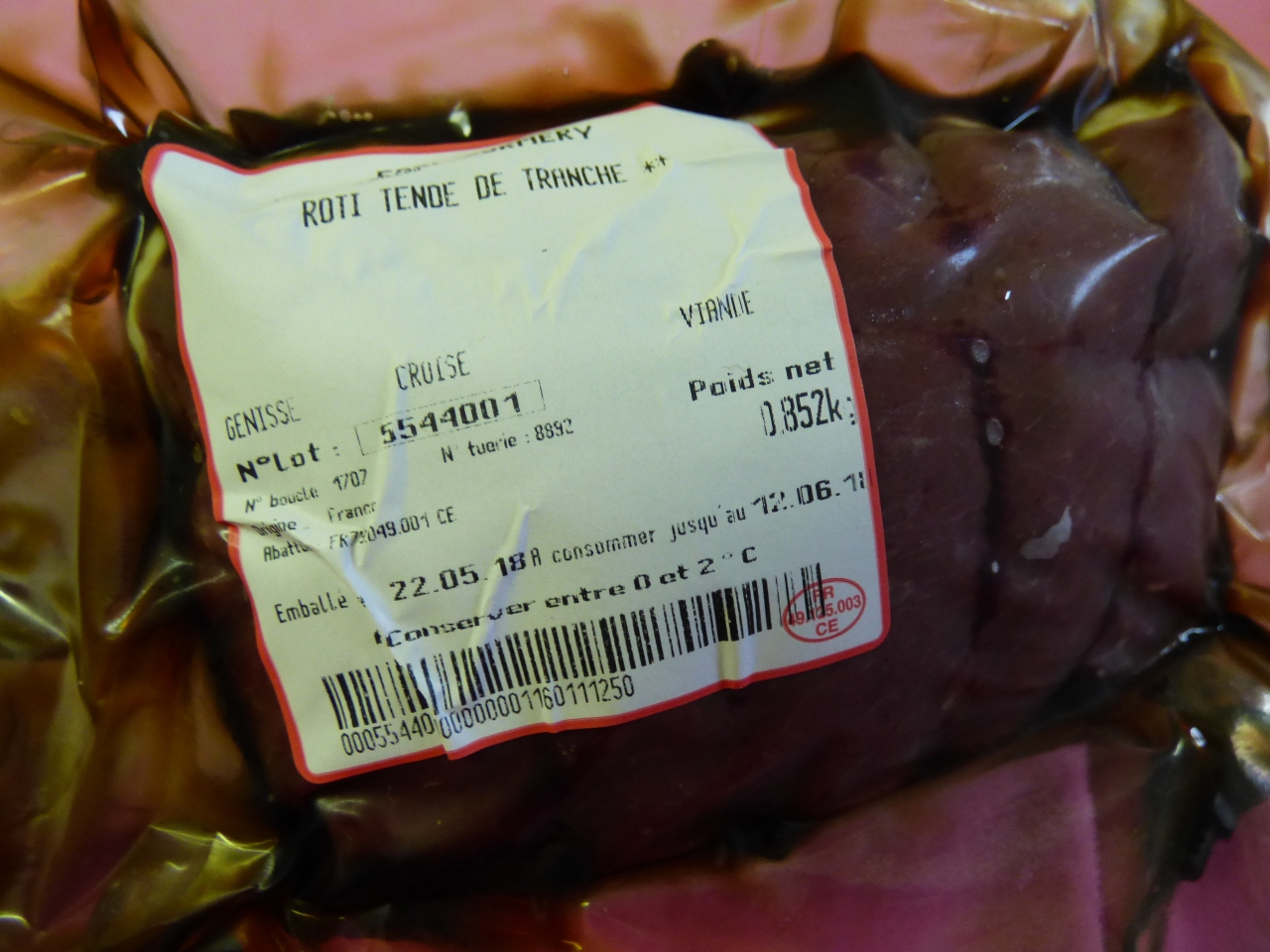 Rôti tende de tranche - 800 g - Earl Cormery - Locavor.fr