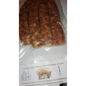 Saucisses 100% pintade tomate basilic