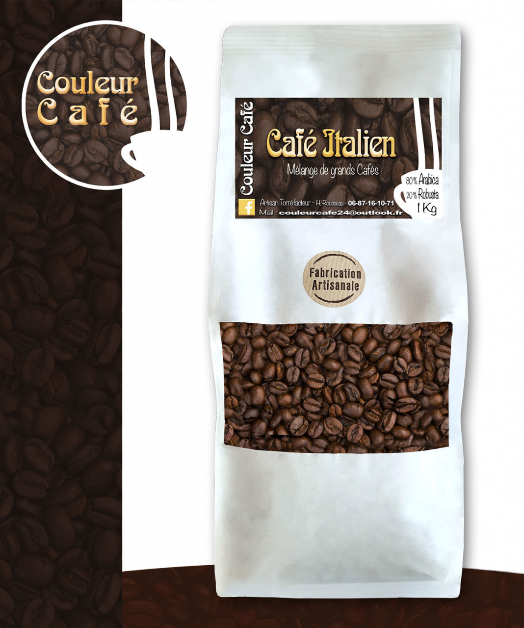 Café italien grains 1kg - 1 kg - Couleur Cafe 