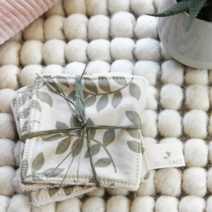 Lingettes en coton bio fleurs kaki