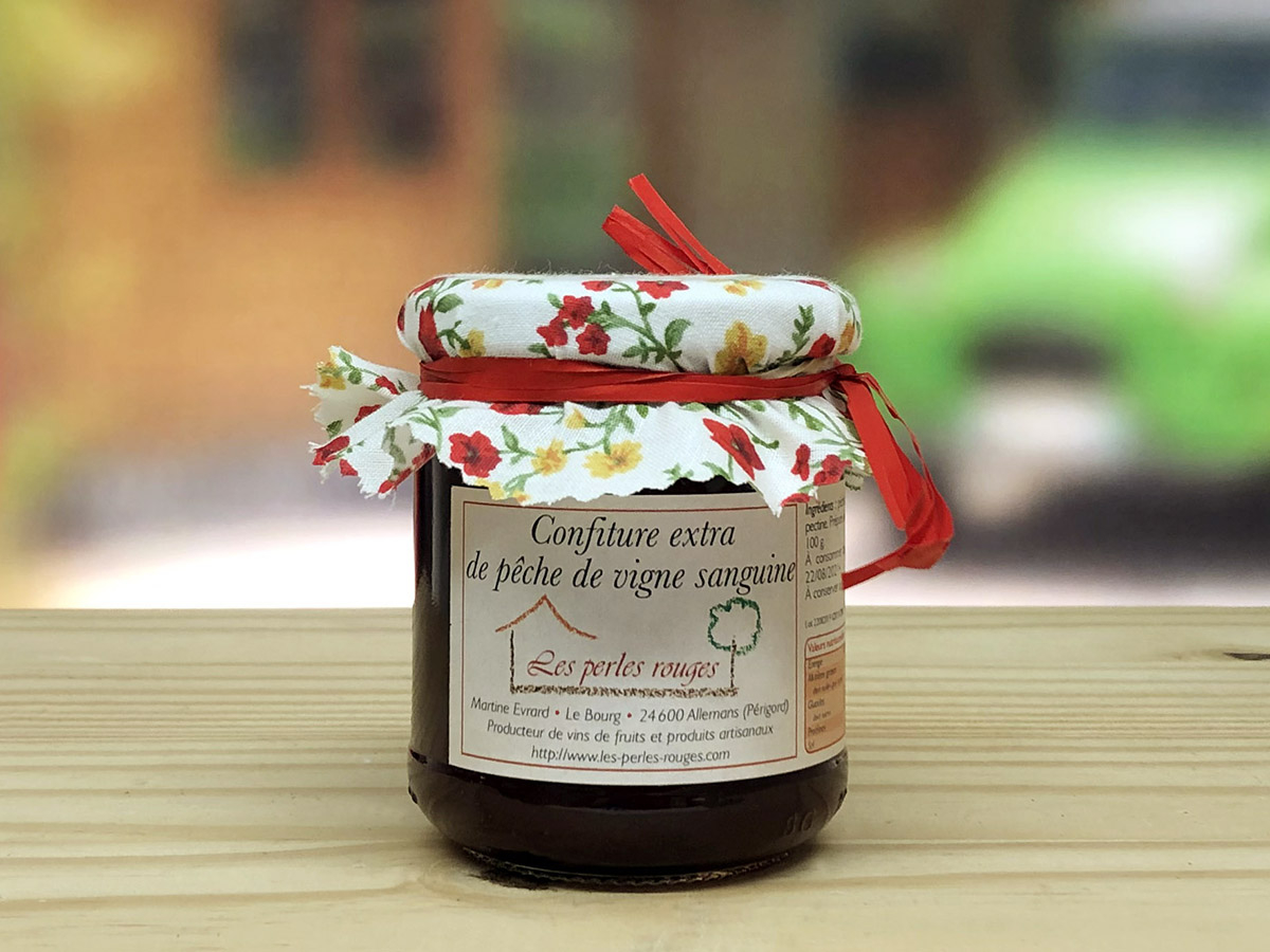Confiture de pêche de vigne sanguine - 250 g - Les Perles Rouges