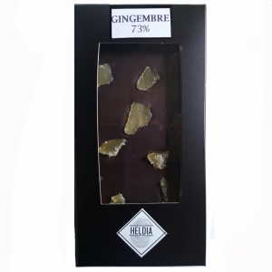 Tablette gourmande chocolat noir/gingembre détails