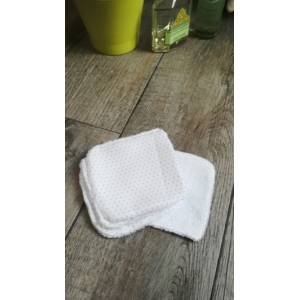 4 lingettes lavables 'blanches à mini pois'